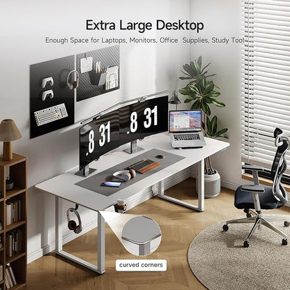 ONBRILL Standing Desk, 71x32 Inches Rectangle Stand Up Desk with 4 Legs, Dual Motor and Memory Controller, Adjustable Height from 28-46 Inches for Home and Computer Workstation, White