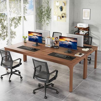 Tribesigns 78.7 Inches Extra Long Computer Desk 2 Person Desk, Double Long Desk, Workstaion for Home Office, Coffee Brown