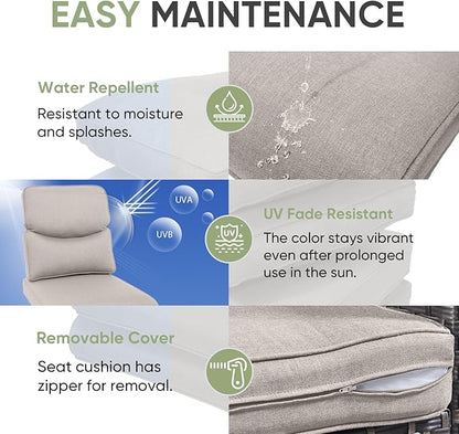 Outdoor Chair Cushion Set of 3, Waterproof Outdoor Seat Cushions 25x22, Patio Chair Cushions for Outdoor Furniture, Couch Cushion Replacement, Include 3 Back & 3 Seat Cushions, Smile/Beige
