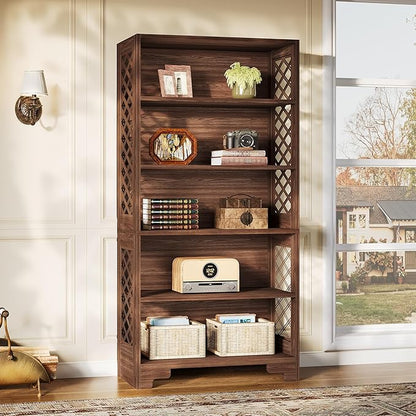Tribesigns 71" Tall Bookshelf, 6-Tier Large Mid-Century Bookcase, Freestanding Library Open Bookshelves with 5 Storage Shelves, Wooden Display Shelving Unit for Living Room, Home Office(2PC)