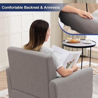 Accent Chairs Set of 2, Mid Century Modern Living Room Chairs Comfy Reading Chair with Upholstered Cushion Relax Armchair for Bedroom Apartment,Office, Light Grey