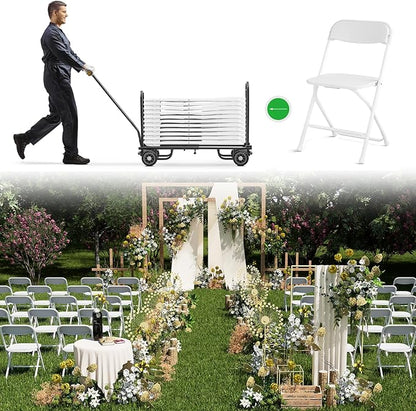 20 Pack Folding Chairs,Heavy Duty Plastic Stackable Chairs for Indoor Outdoor Use,350lb Capacity Portable Event Chairs with Steel Frame, Wedding,Party,Office,Dining (No Assembly Required)