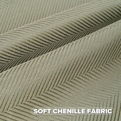 FUTEI Sage Green Chenille Throw Pillow Covers 22x22 Inch Set of 2,Soft Wide Chevron Textured Cushion Case,Farmhouse Home Decor for Couch Bed Living Room