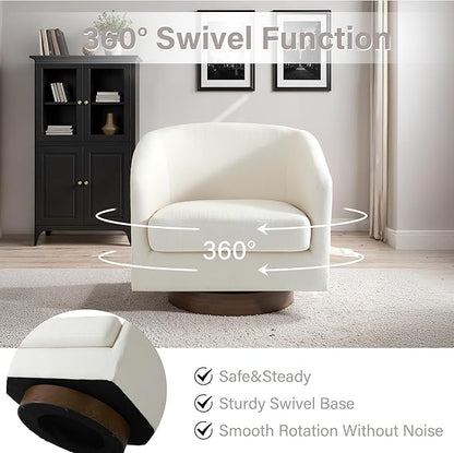 Lumibee Swivel Accent Chairs Set of 2, Chenille Fabric Swivel Barrel Chairs for Living Room, Modern Comfy Upholstered Round Armchairs Single Sofa Chairs for Bedroom, Club-Beige