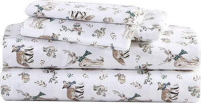 Eddie Bauer - Full Sheets, Cotton Flannel Bedding Set, Brushed For Extra Softness, Cozy Home Decor (Woodland Friends, Full)
