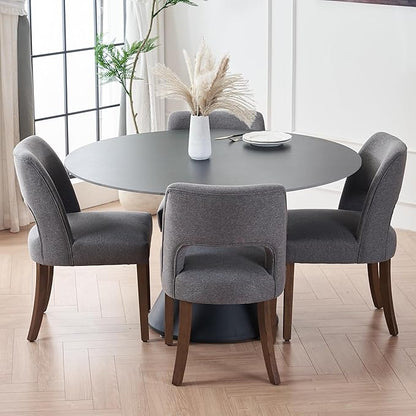 VKNOW Wooden Dining Chairs Set of 2, Modern Fabric Upholstered Dining Room Chair Kitchen Chairs, Farmhouse Dinner Chair for Kitchen Dining Room, Fabric Grey