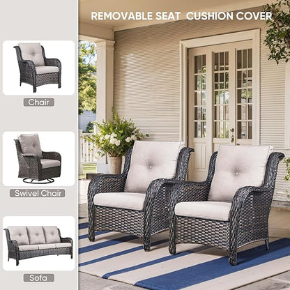 9-Piece Outdoor Patio Cushion Set - Fade & Water Resistant with Removable Olefin Cover, 22x24x4 Inch Memory Foam Cushions for Wicker Sectional Sofa – Beige/Buckle