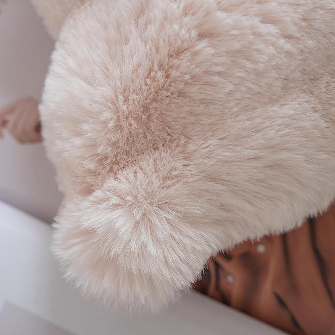 Neelvin Beige Faux Fur Cozy Soft Double-Sided Decorative Throw Pillow Covers 16x16 inch Set of 2,Velvet Pillowcase Cushion Case for Sofa Couch