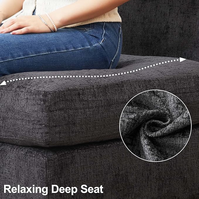 Belffin Modular Sectional Sofa Chenille Sleeper Sectional Couch with Storage Modular Sofa Bed for Living Room, 6 Seats, Dark Grey