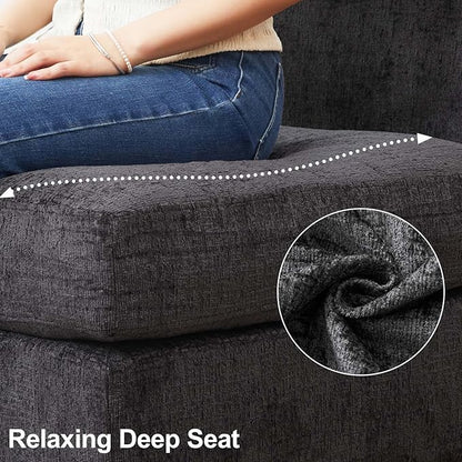 Belffin Modular Sectional Sofa Chenille Sleeper Sectional Couch with Storage Modular Sofa Bed for Living Room, 6 Seats, Dark Grey