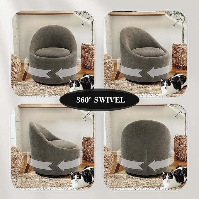 360° Swivel Accent Chair Set of 2, Mid-Century Modern Chair with Hidden Storge, Small Swivel Chair with Arms for Living Room/Office - Green