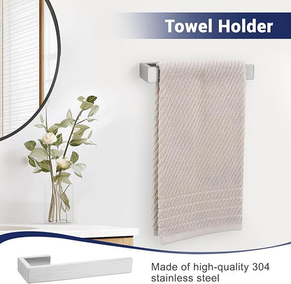 Brushed Nickel Bathroom Hardware Set, 4-Piece Bath Towel Bar Set SUS304 Stainless Steel Towel Rack Set for Bathroom, 23.6 inches Bathroom Towel Holder Set Wall Mounted