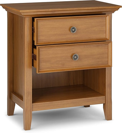 SIMPLIHOME Amherst SOLID WOOD 24 Inch Wide Traditional Bedside Nightstand Table in Light Golden Brown, For the Living Room and Bedroom