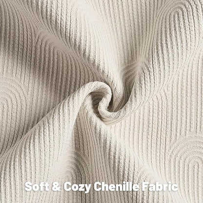 FUTEI Beige Chenille Decorative Throw Pillow Covers 20x20 Inch Set of 2,Soft Cozy Striped Geometric Patterns Cushion Case,Modern Home Decor for Couch Bed Living Room