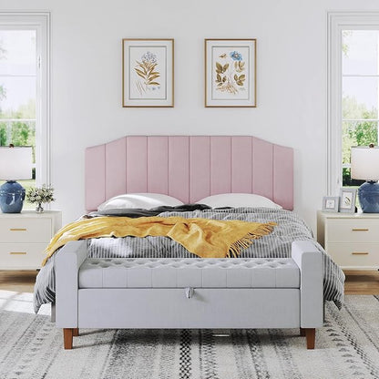 King Size Headboard Only, Velvet Upholstered Headboard King/California King Size Wall Mount and Bed Frame Mount, Featuring High-Density Sponge Padding Easy Assembly Comfort Style-Pink