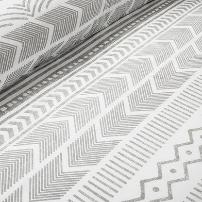 Lush Decor Hygge Geo Reversible 3 Piece Cotton Duvet Set, King, Gray & White