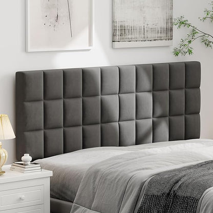 Andeworld Velvet Upholstered Tufted Queen Size Headboard,Wood Head Board with Metal Legs, Adjustable Height from 42” to 56”, Bed Headboard in Modern Design,Backboard for Bed, Dark Gray