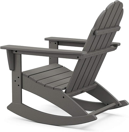 POLYWOOD Vineyard Adirondack 3-Piece Rocking Chair Set, Outdoor Patio Furniture with Side Table, HDPE All-Weather Porch Rockers, Fade-Proof, Black