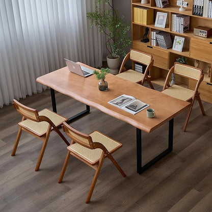 Stylish Solid Wood Office Desk with Sturdy Metal Base - Durable Multi-Size Executive Computer & Dining Table - Perfect for Home Office & Work Environments (Brown, 47in)