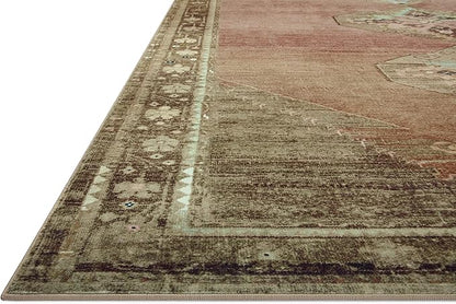 Loloi Magnolia Home by Joanna Gaines Sinclair Collection SIN-06 Clay/Tobacco 3'-6" x 5'-6", .25" Pile Height, Machine Washable, Accent Rug