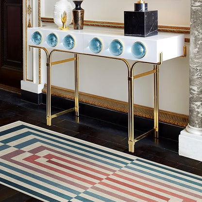 RUGGABLE x Jonathan Adler Washable Modern Area Rug – Op Art Teal 9x12, Stain-Resistant, Non-Slip – Large Machine Washable Rugs for Living Room, Bedroom, Hallway, Entryway & Office–with Cushioned Pad