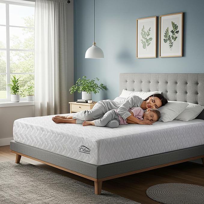 L’Baiet 6 Inch Gel Memory Foam Mattress, King Size - Bed in a Box - Medium Firm - Breathable Cooling-Gel Comfort Technology - Pressure Relief Comfy Support Soft Fabric Cover - CertiPUR-US Certified
