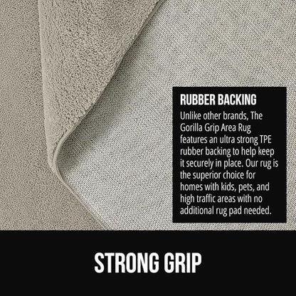 GORILLA GRIP Slip Resistant Soft Washable Stain Resistant Area Rug, 5x7, Plush Thick Carpet for Nursery, Bedroom, Living Room, Non-Shedding Floor Rugs, Kid and Pet Friendly, Baby Home Decor, Taupe