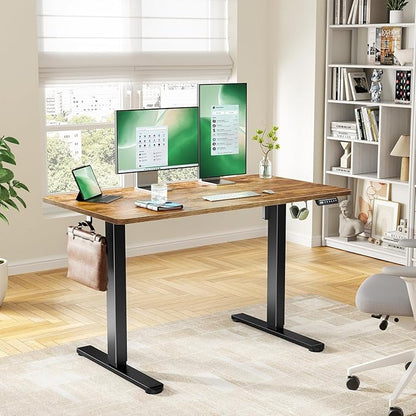 Electric Standing Desk with One-Piece Desktop,48 x 30 inch Height Adjustable Office Gaming Computer Desk with Tabletop, Home Office Stand up Desk with 4 Memory Presets, table for Bedroom(2 Packages)
