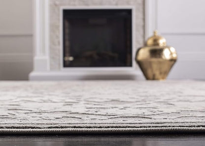 SAFAVIEH Area Rug 8x10 - Reflection Collection - Large - Dark Grey & Cream, Non-Shedding & Easy Cleaning, Ideal for Living Room, Bedroom, Dining Space (RFT665B)