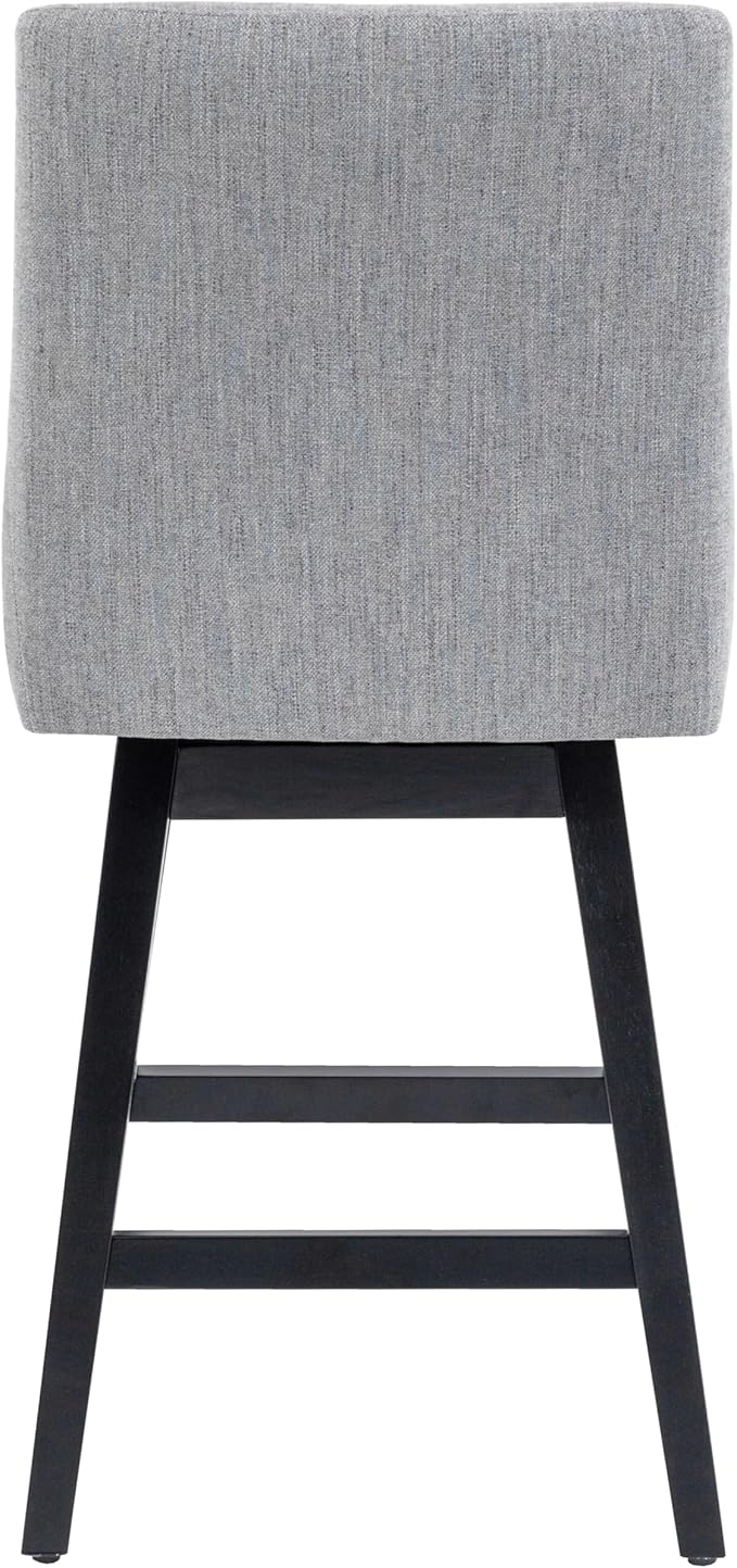 Bar Stools Set of 4, 26 Inch Upholstered Barstools with 14.2" High Back and Footrest, Swivel Counter Height Barstools for Kitchen Island Home Bar Performance Fabric Gray