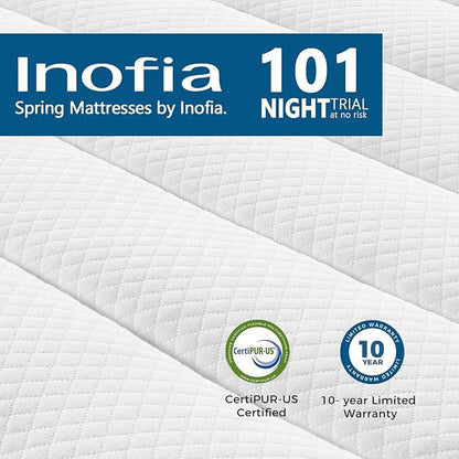 Inofia Full Mattress, 10 Inch Hybrid Innerspring Spring with Memory Foam, Cool Bed in a Box, Pressure Relief with Motion Transfer, Mattress Full Size