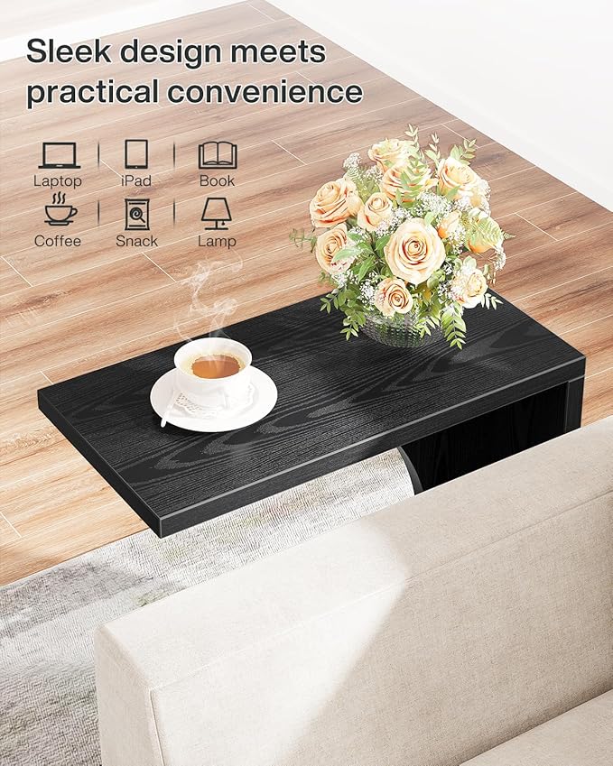 Tribesigns C-Shaped End Table for Couch, Sofa Side Table, C Table for Small Space, Living Room, Bedroom (1, Black)