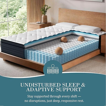 Sleepmax Firm King Mattress 14 Inch - Deep Sleep Hybrid Mattress Pain Relief - No Sagging Bed in a Box for Back & Side Sleepers - Extra Support, Fiberglass-Free, CertiPUR-US Certified, 365-Night Trial
