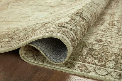 Loloi Magnolia Home by Joanna Gaines Banks Collection BAN-06 Natural/Granite 2'-6" x 7'-6", .13" Pile Height, Machine Washable, Runner Rug