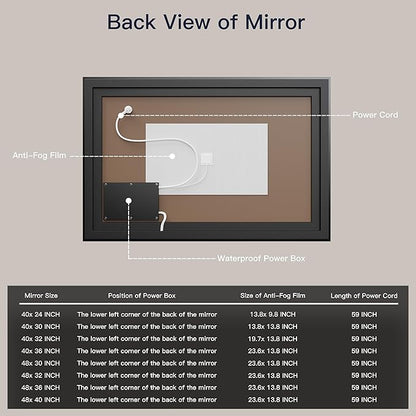 ISKM Framed LED Mirror for Bathroom 40"x30", Dimmable LED Bathroom Mirror with Lights, Anti-Fog, Front and Backlit Lighted Mirror 3-Colors, Shatterproof, Memory Function