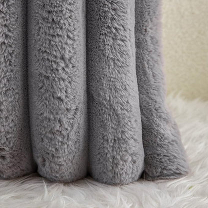 Neelvin Grey Faux Fur Cozy Soft Striped Decorative Throw Pillow Covers 16x16 inch Set of 2,Velvet Pillowcase Cushion Case for Sofa Couch