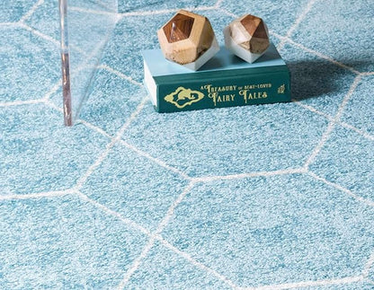 Unique Loom Trellis Frieze Collection Area Rug - Geometric (4' 1" x 6' 1", Light Blue/ Ivory)