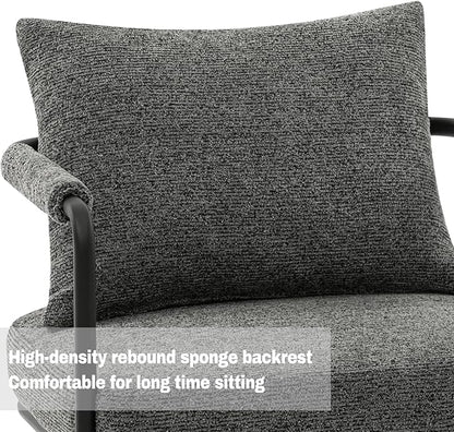 Accent Chairs Set of 2 for Living Room, Mid Century Modern Upholstered Reading Armchairs for Bedroom, Office, with Comfy Chenille Cushion & Metal Frame, Dark Grey