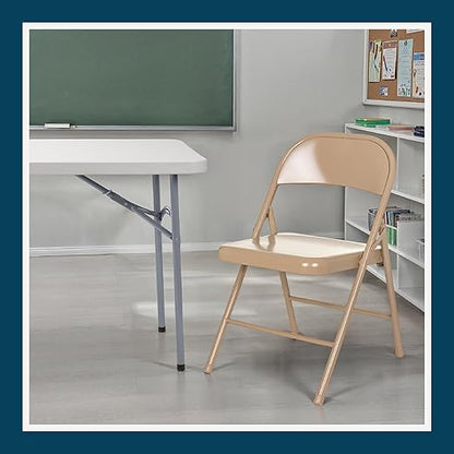 OEF Furnishings OEF900 Series Premium Lightweight All-Steel Folding Chairs (4-Pack, Beige)