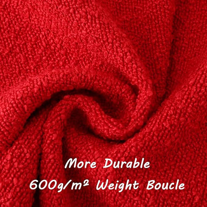FUTEI Christmas Pack of 2 Red Decorative Throw Pillow Covers 18x18 Inch Soft Cozy Solid Boucle Textured Cushion Case,Modern Home Decor for Couch Bed Living Room