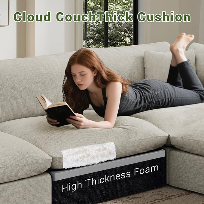 Cloud Modular Sectional Sofa,211.6" Down Filled Sofa 5 Seat with Chaise,Minimalist Sofa Cover Washable and Replaceable Couches for Living Room,Sectional Sofa Deep Seat 1