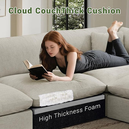 Cloud Modular Sectional Sofa,143" Down Filled Sofa 4 Seat with Chaise,Minimalist Sofa Cover Washable and Replaceable Couches for Living Room,Sectional Sofa Deep Seat