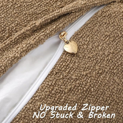 FUTEI Pack of 2 Khaki Decorative Throw Pillow Covers 26x26 Inch Soft Cozy Solid Boucle Textured Euro Pillow Shams,Modern Home Decor for Couch Bed Living Room