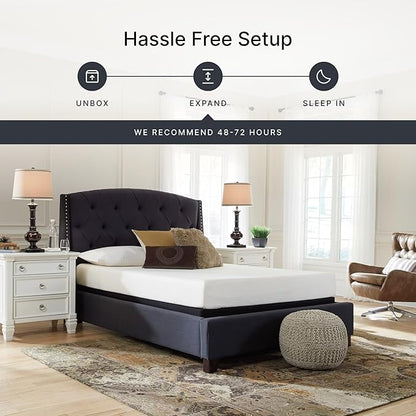 Signature Design by Ashley King Size Chime 8 Inch Medium Firm Gel Memory Foam Mattress with Green Tea & Charcoal Extract, Fiberglass Free, Mattress In A Box