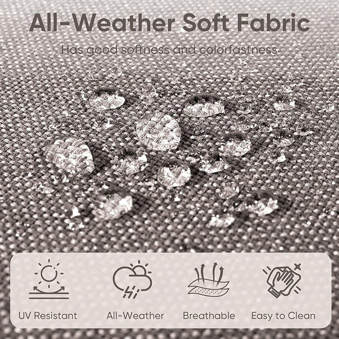 8-Piece Outdoor Patio Cushion Set - Fade & Water Resistant with Removable Olefin Cover, 22x24x4 Inch Memory Foam Cushions for Wicker Sectional Sofa – Grey/Buckle