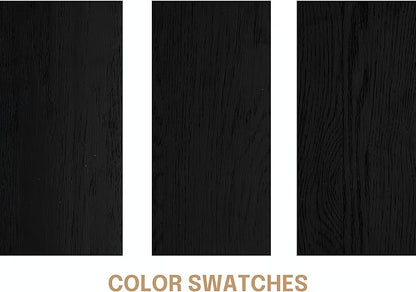 NTC Gem Wooden Bed Frame with Headboard and Natural Rattan, Solid Oak Foundation with Silent Slats, 1000 Lb Capacity, Effortless Assembly, King - Burnt Black
