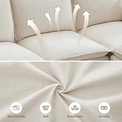55" Cloud Modular Loveseat Sofa with Storage, Modern Upholstered Sofa Couch Small Love Seat，2 Seater Chenille Comfy Sectional Sofa with Armrests for Living Room, Small Space, Beige