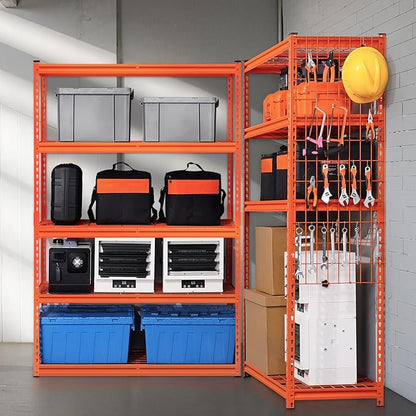 VEVOR Storage Shelves, 2500 lbs, 5 Tier Heavy Duty Garage Shelving, 18" D x 48" W x 72" H Adjustable Metal Shelves for Industrial Shelving Unit Utility Shelf, for Kitchen, Warehouse, Basement, Orange