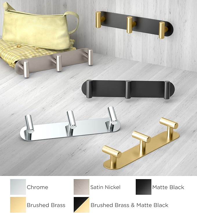 Gatco 1292, Modern Decor Wall Hook, Coat Hat Towel Robe Hook. For Entryway Living, Kitchen, Bathroom, Bedroom. Sturdy Chrome on Premium Brass.