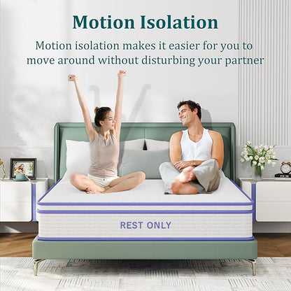 Full Size Mattress 10 Inch, Rest Only Full Mattress in a Box, Medium Firm for Pressure Relief, Memory Foam & Individually Wrapped Coils Pocket Spring for Motion Isolation
